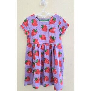 NWOT Mini Boden Strawberry Fun Jersey Dress Sz 12/18M-11/12